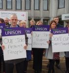 Salford Unison protest over job losses and wage cuts